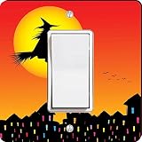 Rikki Knight Halloween Witch on Broomstick Silhouette Single Rocker Light Switch Plate [並行輸入品]