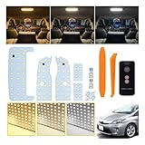 UNNKIBO プリウス30系 LED ルームランプセット 新型 3色30段階調光 リモコン付き車種専用設計 プリウス30系 プリウス40系 ZVW30/ZVW40/PHV35系 内装パーツ 電球色・白色・昼光色 LEDバルブ 純正交換 加工不要 8点セット 取専用工具付 取扱説明書付