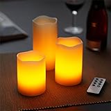 Meily ゆらゆら LEDキャンドル ライト 3個セット リモコン付き 電池式 自動ON/OFFタイマー機能 癒し 雰囲気 パーディー 結婚式 屋外 夕飯飾り
