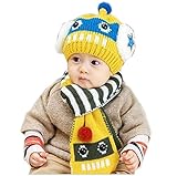 【Yusongirl】赤ちゃん 幼児 子供 服 ギフト 帽子 キャップ　かわいい  耳あて 耳カバー 付き ボア ニット帽 マフラー セット 男の子 女の子 兼用 防寒 防風 ロボット柄 ベビー キッ