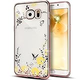Samsung s8 Plus花柄クリスタルTpu case-auroraloveソフトスリムBlingメッキゴムバンパーカバーfor Samsung Galaxy s8 Plus withラインスト