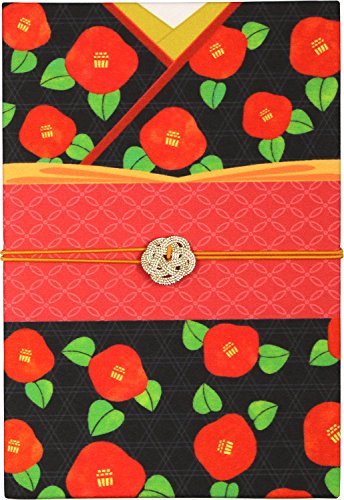 谷口松雄堂 御朱印帳 大 蛇腹式 はんなり着物 つばき 帯ゴム付き M2-62