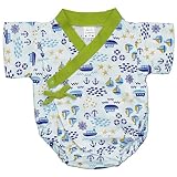 ボーイズベビーパジャマ[PETIT CADEAU]甚平風パジャマ|ヨット|船柄|ロンパースパジャマ|梨地|半袖パジャマ|男の子|男児|赤ちゃん 80cm ミント