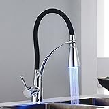 キッチン蛇口　キッチン水栓　水栓　混合水栓　キッチン用水栓　キッチン　蛇口　360度回転　引き出せる　冷温切り替え　シングルレバー　LEDシャワーヘッドタイプ