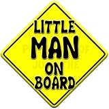 LITTLE MAN yellow non personalised novelty baby on board car window sign. by Just The Occasion