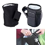 Amiu ベビーカー マグカップホルダーバッグ ボトルホルダーブラック 哺乳瓶 取り付けは簡単（防水）