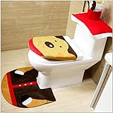 トイレ便座カバーとラグセット、Y & M ( TM )クリスマスホット販売サンタクロース、ヘラジカ、Spirit、雪だるまバスルームラグおよびマットsets-christmas Decor