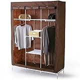 ハンガーラック 不織布カバー付き 組み換え3パターン チャック付き 軽量 クローゼット ワードローブ ブラウン