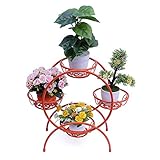 フラワーラック鍛鉄フラワーシェルフマルチレイヤーフラワーリビングルームバルコニーフラワーポット屋内 (Color : Red)