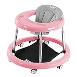 Infant Shining 簡単折り畳みベビーウォーカー、調整可能な高さ、転覆を防ぐ、6〜18ヶ月、60〜90cmの赤ちゃんに適しています 折りたたみ式歩行器 (Pink)