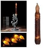 micandleリアルなFlamelessテーパキャンドル – 6パックRealオレンジワックスちらつきフレームレスキャンドルLEDテーパキャンドル、電池式withマルチカラーSuface Candl