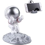 Charmoon スマホ スタンド 卓上 iPad iPhone Android 宇宙飛行士 置き物 おしゃれ かわいい (支え, シルバー)