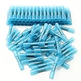 ILS - 100 pieces 16-14AWG Insulation Blue Heat Shrink Butt Electrical Terminal Connector