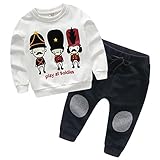 Cutelove　セーター+パンツ2点セット　ラウンドネック　3人兵士　トップス　ロングスリーブ　長袖　スポーツズボン　綿　男の子　女の子　ベビー　ボイズ　ガールズ　赤ちゃん　幼児　春　秋　可愛い　フ