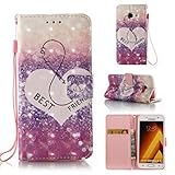 Jansuke Samsung Galaxy A3 (2017 Model) ケース カバー バンパー 手帳型 3D 合皮 PU レザー ストラップ付き アートデザイン 色鮮やか 図柄 お洒落 便利 