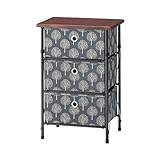 簡単組立チェスト/収納チェスト 【3段 グレー】 幅40cm スチールフレーム 北欧風柄 LFS-653GY