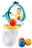WolVol Bathtub Basketball Hoop Bath Toy with Viewing Mirror and 3 Colorful Balls [並行輸入品]