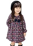 Honey baby 子供服 ベビドレス キッズワンピース 丸襟 チュニックガールズ ワンピース プリンセス 長袖 女の子 裏起毛 お正月 結婚式 入学式 入園式 卒園式 プレゼント (90cm, ネ