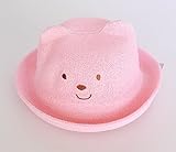 赤ちゃん くま お出かけ ハット 男の子 女の子 キャップ 麦わら 帽子 (ピンク)