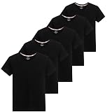 [SIPERLARI] インナーシャツ メンズ ５枚組 綿100% 抗菌防臭加工 半袖クルーネック Tシャツ やわらか肌着 黒 (ブラック, L=日本S)