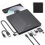 ORIGBELIE CD DVDドライブ 外付け USB HUB ポータブル 光学ドライブ 外付け ４USBポート 2TF/SDカードスロットcd dvdプレーヤー PC Windows 11/10/8/7/XP/Vista Linux Mac OS 対応 USB3.0 タイプCケーブル付き