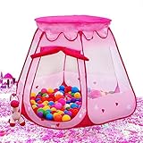 BATTOP Pink Princess Tent Indoor and Outdoor 1 to 8 Years Old Children Game Play Toys Tent Dolls and