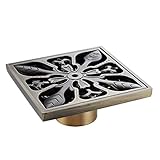 KES v142 a真鍮シャワー床ドレインwith Removable Strainerアンティーク3 mm-thickパネル、アンティーク真鍮 Brass ブロンズ