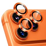 Podick レンズカバー iPhone 17 Pro/17 ProMax用 カメラカバー かっこいい 高透過率 9H強化ガラス アルミ合金 耐衝撃 いphone17pro/17ProMax カメラ保護 薄型 キズ防止 露出オーバー防止 気泡ゼロ 指紋防止 貼り付け簡単 アイフォン17プロ/17プロマックス 対応 独立型レンズプロテクター(17Pro/Max,オレンジ)