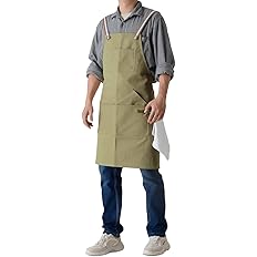 Amazon エプロン メンズ 落ち着いた色合いがカッコいい防水エプロン 大きいポケットで収納 綿100 おしゃれ 無地 ユニセックス 男性用 男性 料理 作業用 ワークエプロン エプロン オンライン通販