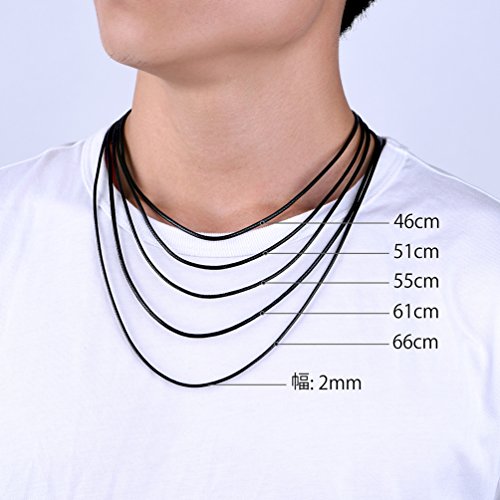 Prosteel 紐 ネックレス 黒 メンズ チョーカー ブラック ワックス