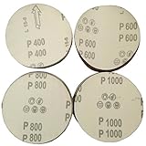 Airyus サンド ペーパー マジック テープ 125 mm 番手 違い 100枚 セット ディスク サンダー用 穴なし 研磨 鏡面 仕上げ に バリ取り (セットC(#400#600#800#10