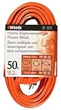 Woods 826 14/3 Outdoor Multi-Outlet Extension Cord, Orange, 50-Foot by Woods