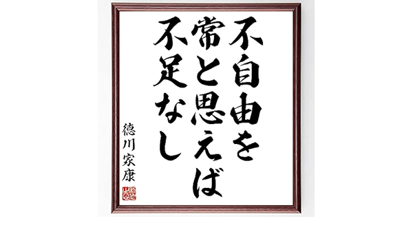 Amazon 書道色紙 徳川家康の名言 不自由を常と思えば不足なし 額付き 受注後直筆 Z2759 インテリア オンライン通販