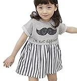 Plus Nao(プラスナオ) ワンピース ドッキングワンピース 半袖 ストライプ 膝上 プリント カフスリーブ カフドスリーブ 袖折り返し 子供服 グレー 120