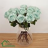 Coobl人工シルクフラワー高度な装飾ローズ花ウェディングブーケ花嫁Holding Garlands Vine Plant花嫁DIY花アートホーム装飾（24pcs） ブルー A