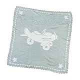 [ベアフットドリームス] BAREFOOT DREAMS #551 スカラップドコージーブランケット BLU/WHT-AIRPLAN [並行輸入品]