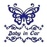 デザイン工房ＳＩＧＮＳ 車ステッカー Baby in car 3 綺麗にはがせる 車 ステッカー 蝶 チョウ ネイビー