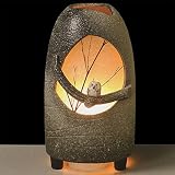 信楽焼　信楽BEST SELECTION　陶照明・月のふくろう・防水ライト付（全高43cm×全幅23.5cm）