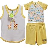 Baby&Baby 3点セット ベビー 半袖 9M 12M 18M 24M 70 80 90 男の子 セットアップ パンツ シャツ タンクトップ イエロー KT051 (9-12M(9-12ヶ月))