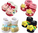 3足セット clear 赤ちゃんくつした かわいいキャラクター付 3ヵ月～1歳半くらい (ウサギ白・花・ハチ・星)