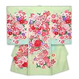 お宮参り 女の子の産着(初着) 正絹 「薄黄緑 鞠と牡丹」HGU774