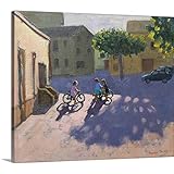 Andrew Macaraプレミアムシックラップキャンバス壁アート印刷題名3つ子with自転車、スペイン 24" x 20" 1048151_24_24x20_none