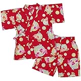 ガールズベビー浴衣|甚平[なつまつり]ベビー甚平|金魚柄甚平上下セット|綿100％女の子|女児用 80cm レッド