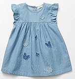 FYX キッズ ドレス 子供 ワンピース 1-6歳女の子可愛いデニムスカート 通気 綿 デニム風 ベビー服 女の子 ガールズ セレモニー 結婚式 立体なチョウチョウ柄 (120cm)