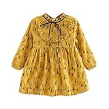 (プタス)Putars ベビー服 子供服 女の子 ワンピース 総柄 たんぽぽ柄 厚手 裏起毛 防寒 可愛い 秋冬 旅行 記念日 プレゼント 1-5歳