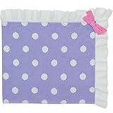 Elegant Baby 100% Cotton Sweater Knit Blanket, Purple with Polka Dots and Pink Ribbon Accent, 30 X 4