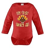 My First Turkey Day幼児長袖ボディスーツ カラー: レッド