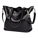 (ル・セリジエ) レディース 3way シンプル ショルダー バッグ ハンド トート バック 大容量 大きめ 通勤 レザー 斜めがけ (ブラック)