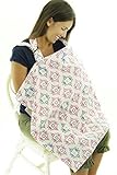 Nursing Cover for Breastfeeding - Red & Blue Star Pattern Feeding Apron - Breathable Cotton by Now B