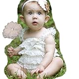 puni't day(プニットデー） ベビー ふりふり お花ヘアバンドセット ロンパース オールインワン ドレス セットアップ レース チュール ホワイト 誕生日 セレモニー バースデー 女の子 子供